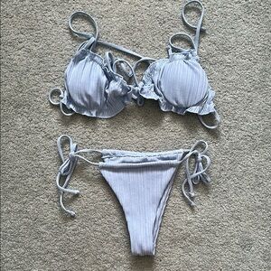 Light Blue Ruffled Bikini Set